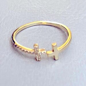 Eye Candy Silver Sterling 925 Gold Plated Minimalist Ring with Zirconia